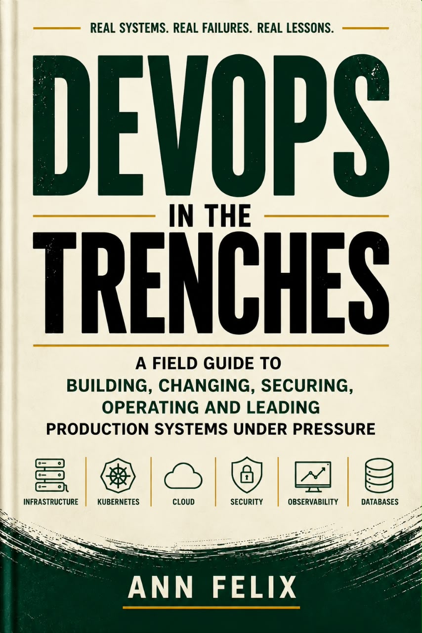 DevOps in the Trenches front book cover by Ann Felix